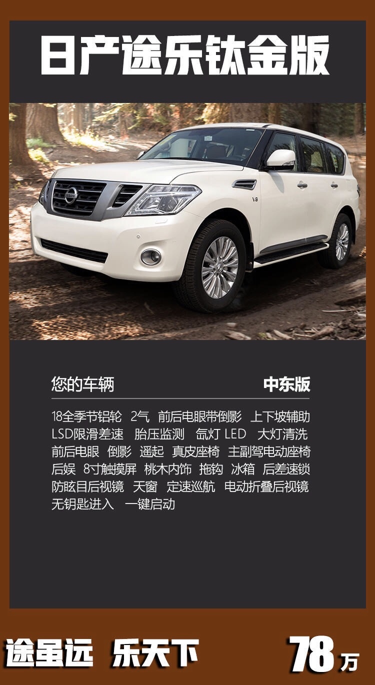 途雖遠(yuǎn) 樂天下 售價(jià)75日產(chǎn)途樂鈦金版 車型解讀